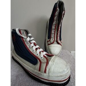 D-GEO High Broom Ball High Top Red Blue White Chunky Sole Mens Size 7 US 40 EU